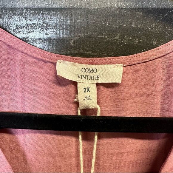 Como vintage NWT pink ruffle sleeve top size 2X - Picture 2 of 8